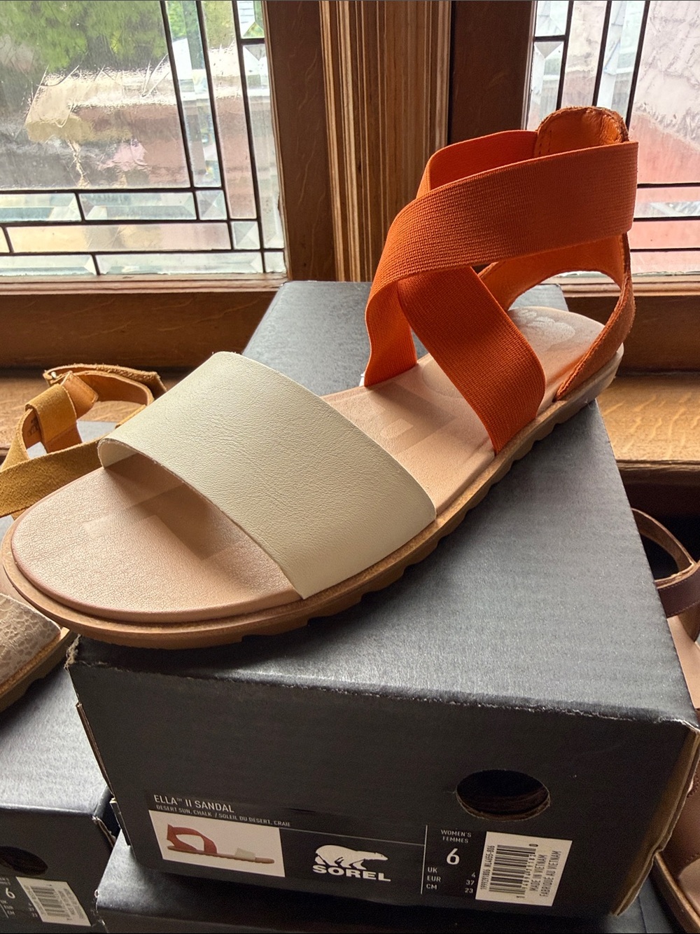 Sorel Women's Orange & Cream Elastic Cross-Strap Sandal